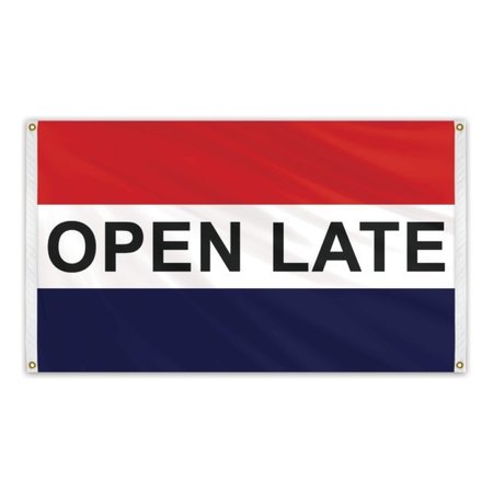 GLOBAL FLAGS UNLIMITED Open Late Message Flag 3'x5' Banner Flag 205122